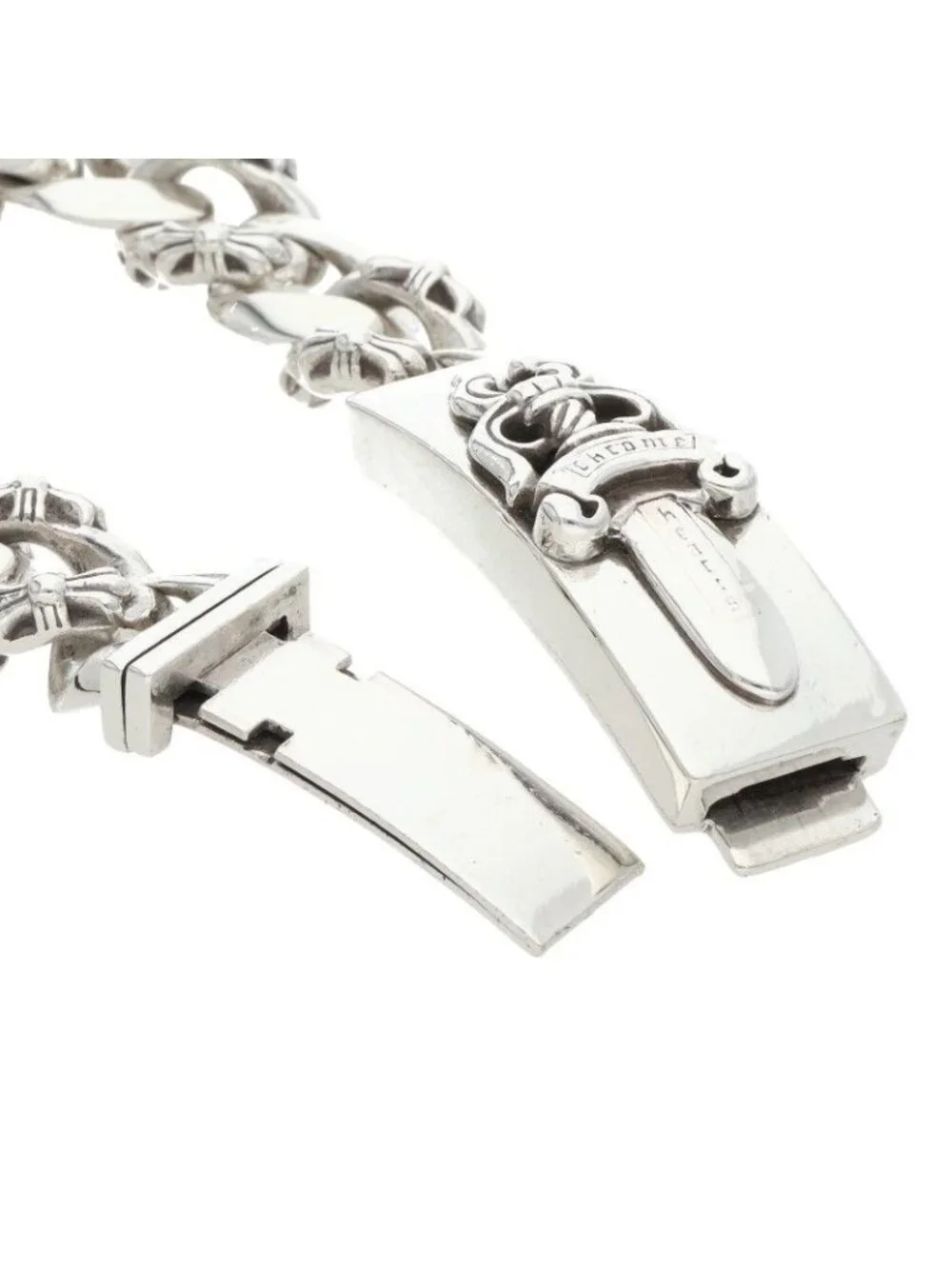 Chrome Hearts ID Dagger ID Fancy Link Silver Bracelet
